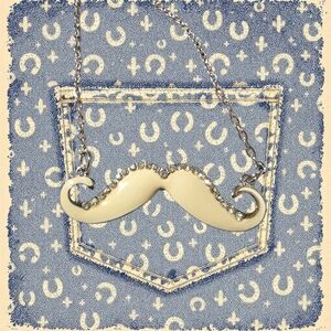 Hipster Cream Handlebar Mustache Necklace